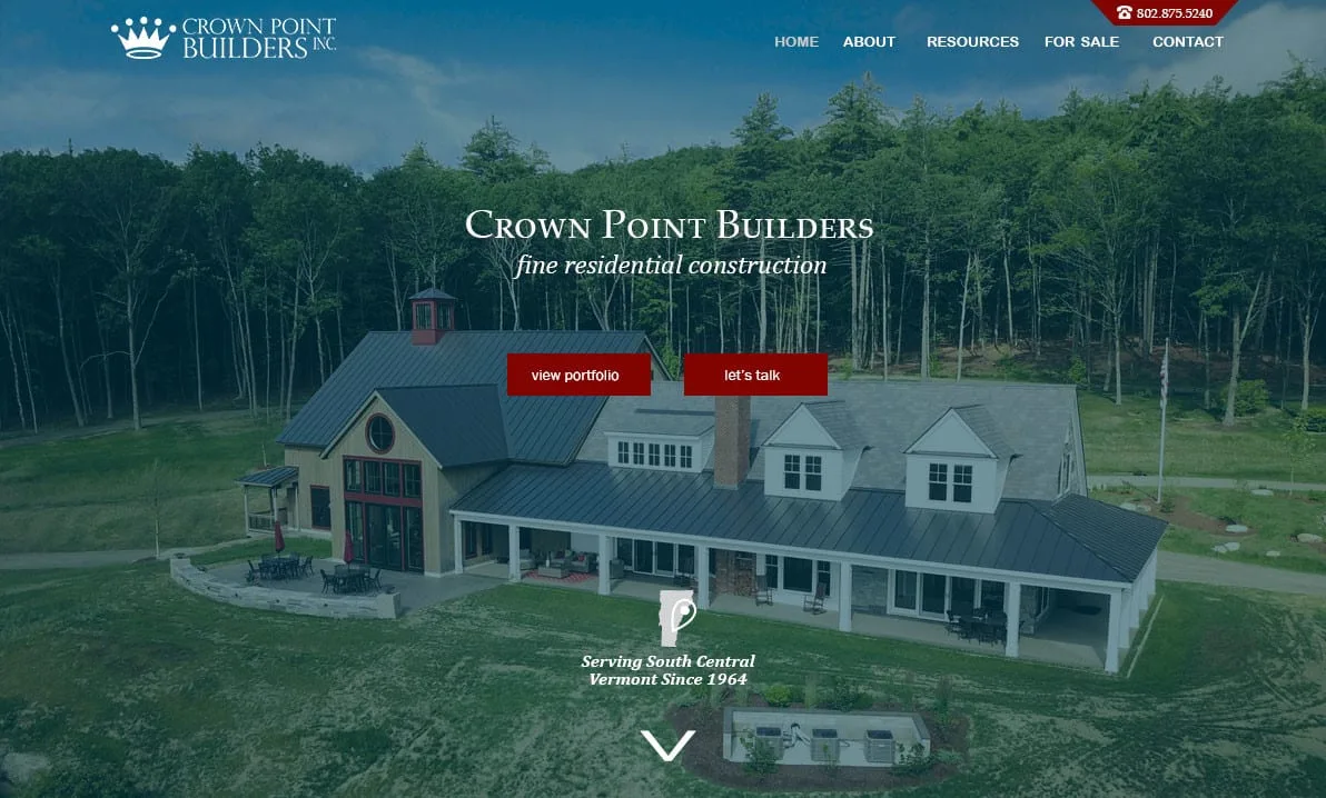 Crown Point Builders website homepage